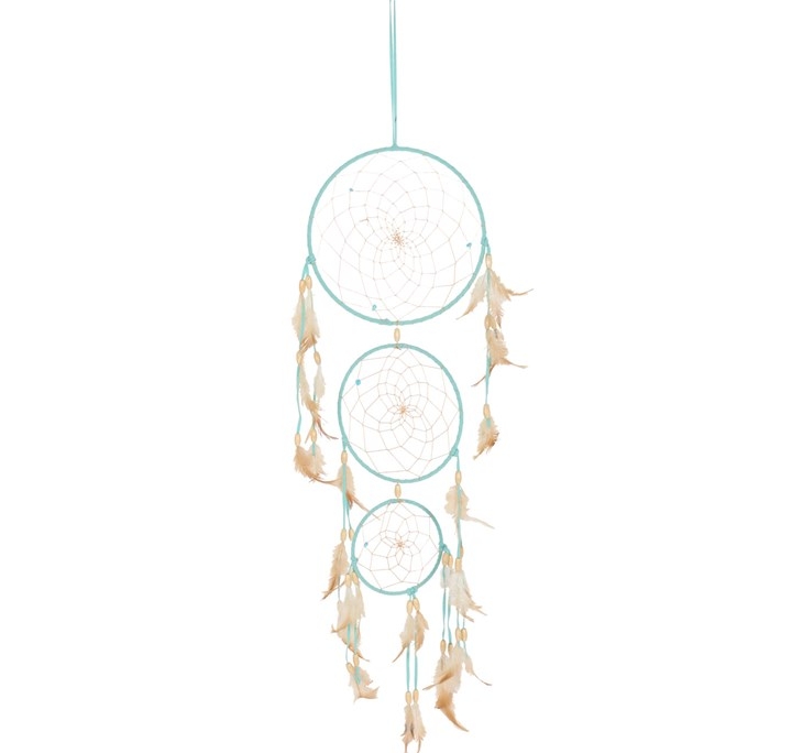 Light Blue Triple Dreamcatcher with Feathers